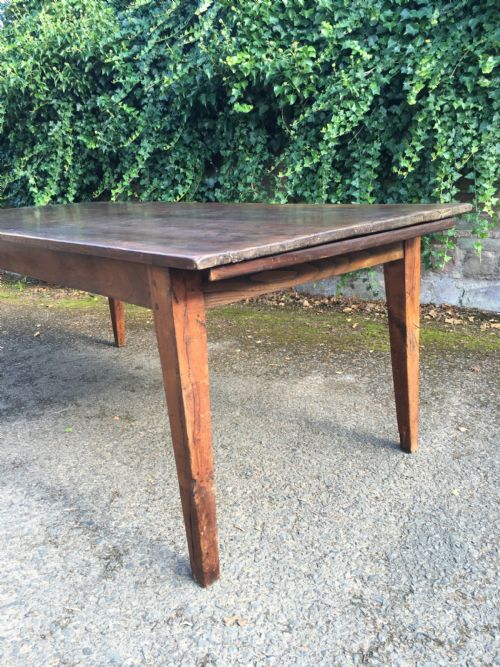 fig 4. 18th century French farmhouse table with sliding breadboard end and long drawer in excellent condition.