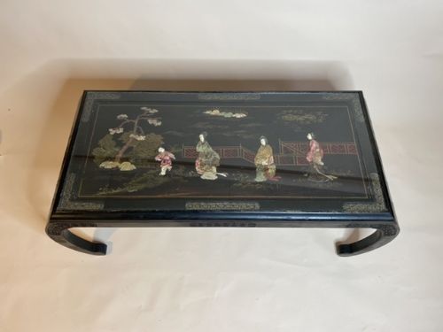 Chinoiserie Style Coffee Table with Glass Top