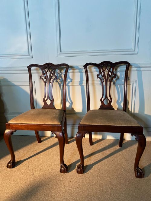 FINE 19TH CENTURY SET OF 14 CHIPPENDALE STYLE DINING CHAIRS 2 CARVERS 12 SINGLES - ADDITIONAL PHOTO 1