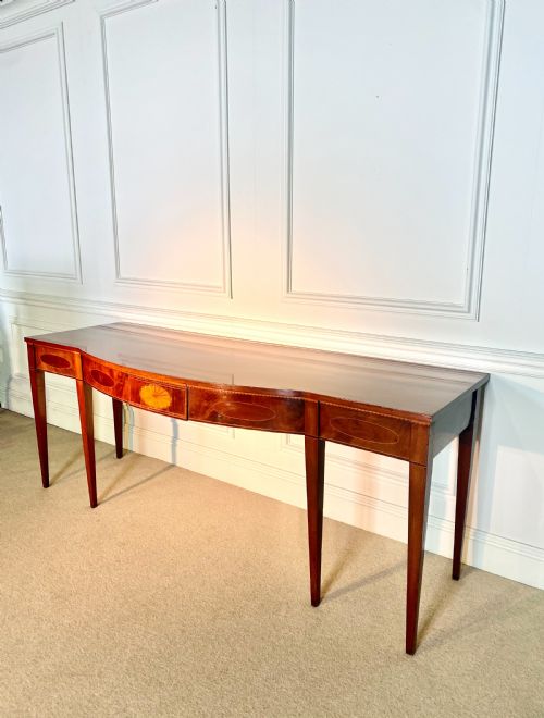 GEORGE III SHERATON BOW FRONTED SERVING TABLE SIDEBOARD - ADDITIONAL PHOTO 2
