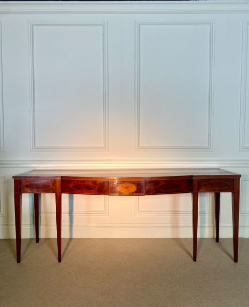 GEORGE III SHERATON BOW FRONTED SERVING TABLE SIDEBOARD - ADDITIONAL PHOTO 4