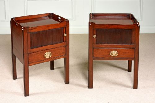 18TH CENTURY GEORGE III PAIR OF TRAY TOP TAMBOUR FRONTED BEDSIDE COMMODES - ADDITIONAL PHOTO 8