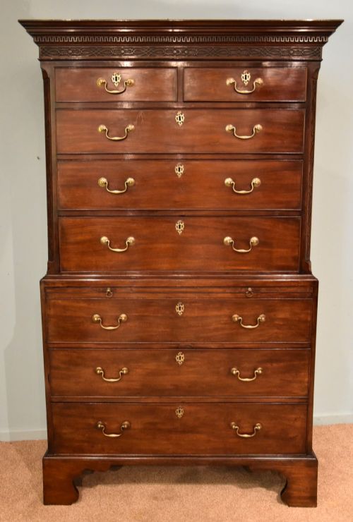 fig 1.  A Superb Large George III mahogany tallboy with a brushing slide