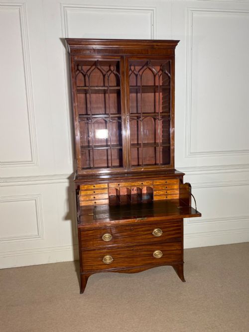 FINE 18TH CENTURY GEORGE III SHERATON SECRETAIRE BOOKCASE - ADDITIONAL PHOTO 2
