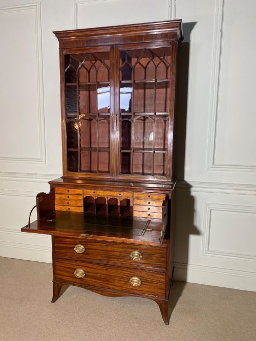 FINE 18TH CENTURY GEORGE III SHERATON SECRETAIRE BOOKCASE - ADDITIONAL PHOTO 7