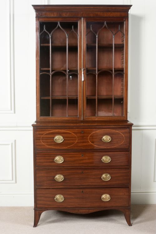 FINE 18TH CENTURY GEORGE III SHERATON SECRETAIRE BOOKCASE - ADDITIONAL PHOTO 1