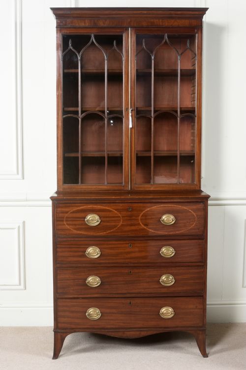 FINE 18TH CENTURY GEORGE III SHERATON SECRETAIRE BOOKCASE - ADDITIONAL PHOTO 12