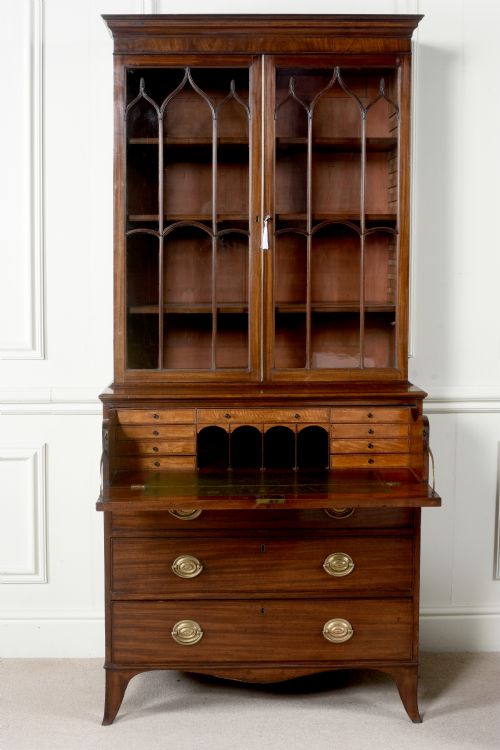 FINE 18TH CENTURY GEORGE III SHERATON SECRETAIRE BOOKCASE - ADDITIONAL PHOTO 13