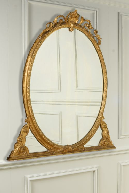 FINE REGENCY OVAL OVERMANTEL MIRROR - ADDITIONAL PHOTO 1