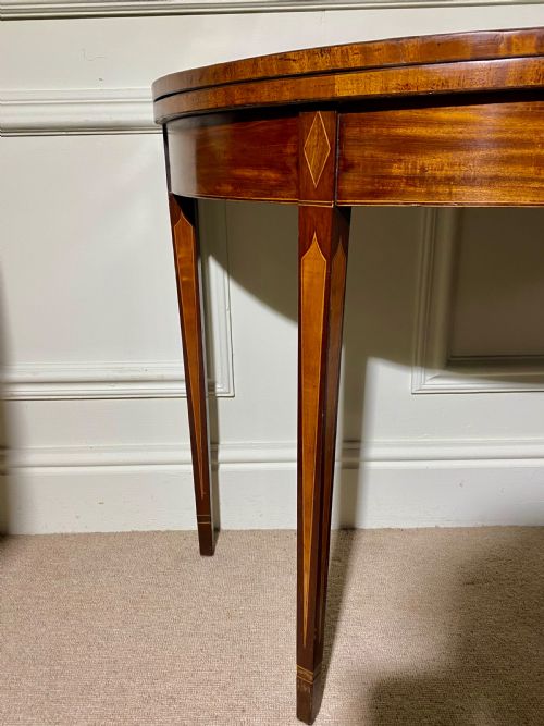 A SUPERB 18TH CENTURY SHERATON DEMI LUNE TEA TABLE - ADDITIONAL PHOTO 2