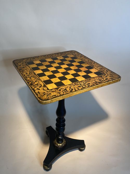 FINE CHESS TABLE REGENCY PENWORK EBONISED CHESS GAMES TABLE ATTRIBUTED TO GEORGE MERRIFIELD - ADDITIONAL PHOTO 15