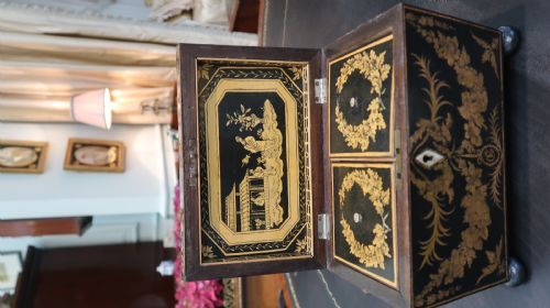 FINE EARLY REGENCY CHINOISERIE PENWORK TEA CADDY C1800 - ADDITIONAL PHOTO 4