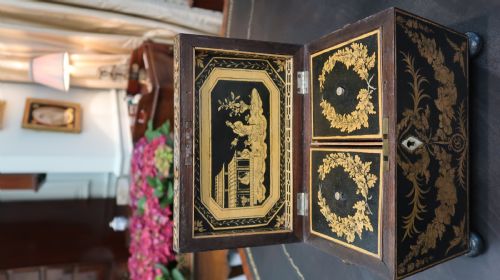 FINE EARLY REGENCY CHINOISERIE PENWORK TEA CADDY C1800 - ADDITIONAL PHOTO 7