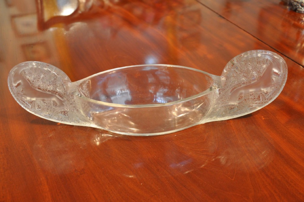 Rare ' Rene Lalique' fine glass jardiniere charger with Gazelles.
