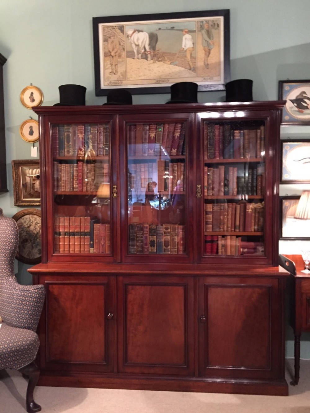 19th Century glazed bookcase by Holland and Sons 
