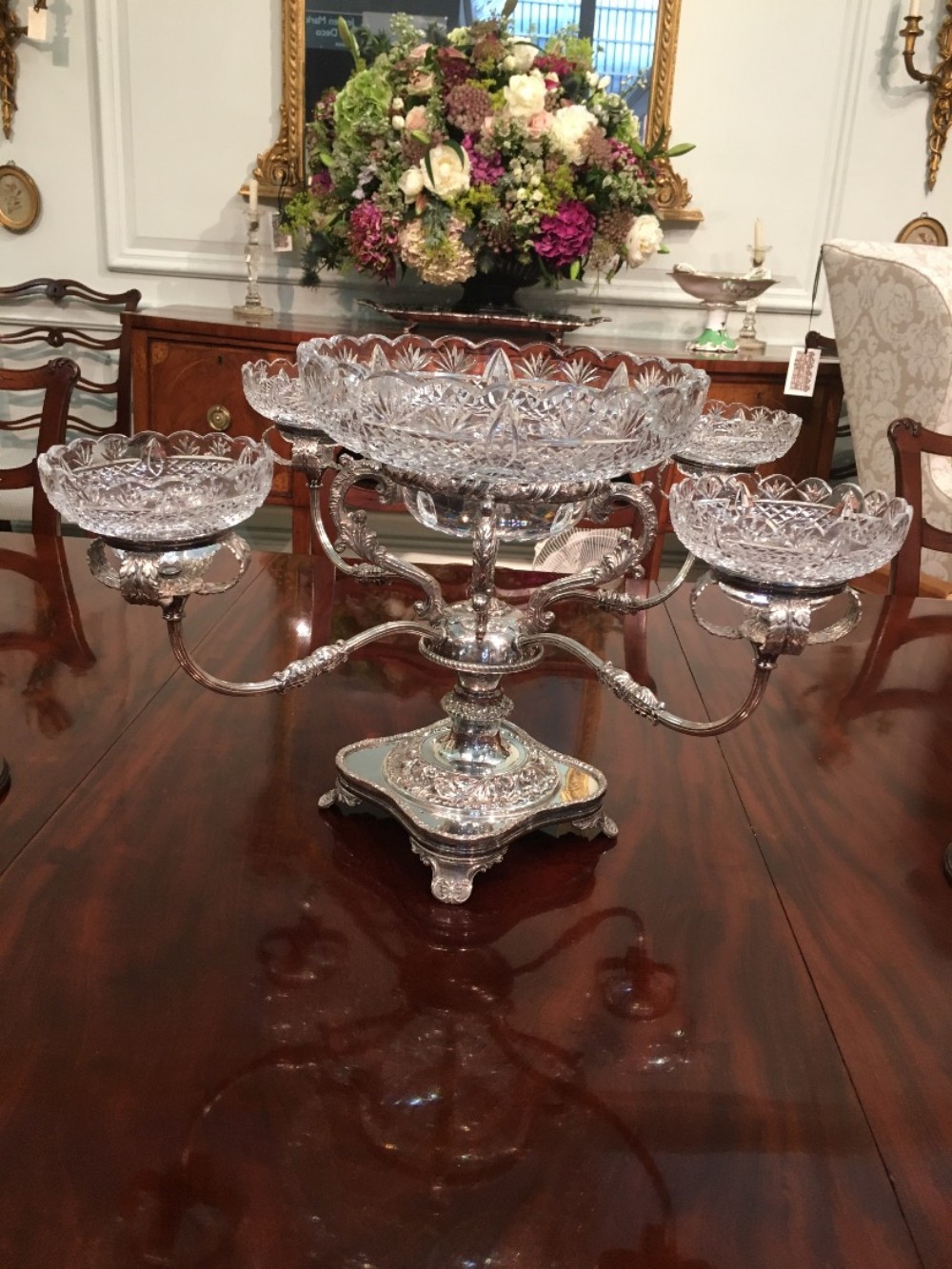 Fabulous silver plated and cut glass centre piece