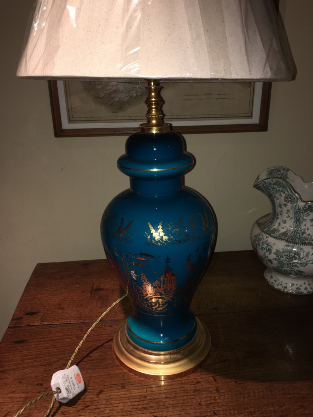 A Fabulous glazed turquoise chinoiserie table lamp