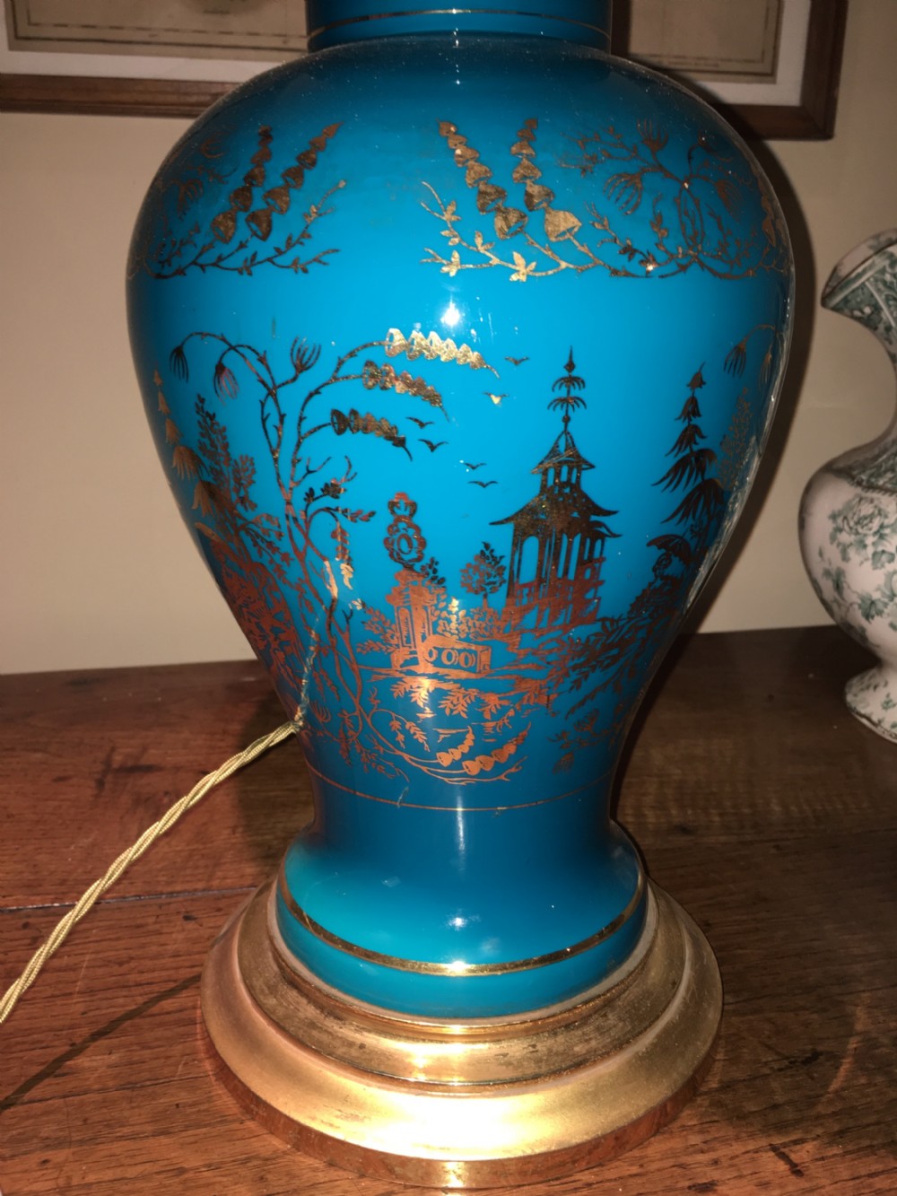 A Fabulous glazed turquoise chinoiserie table lamp View III