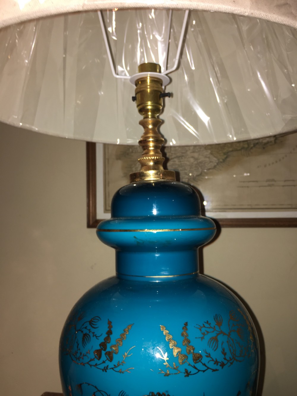 A Fabulous glazed turquoise chinoiserie table lamp View VI