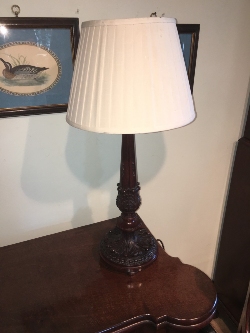 Beautiful Victorian Carved mahogany lamp