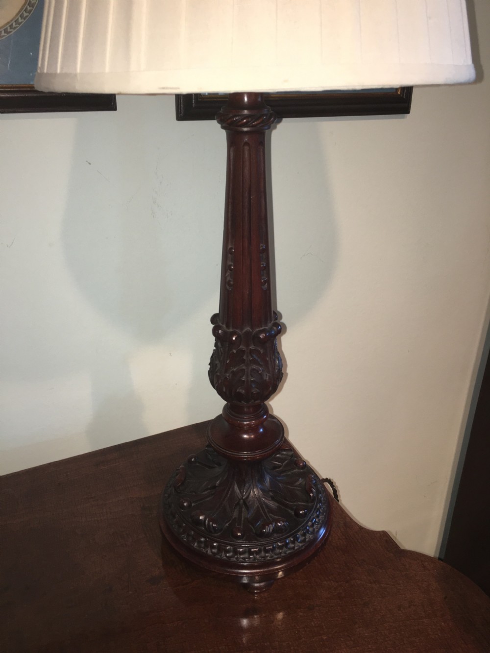 Beautiful Victorian Carved mahogany lamp View II