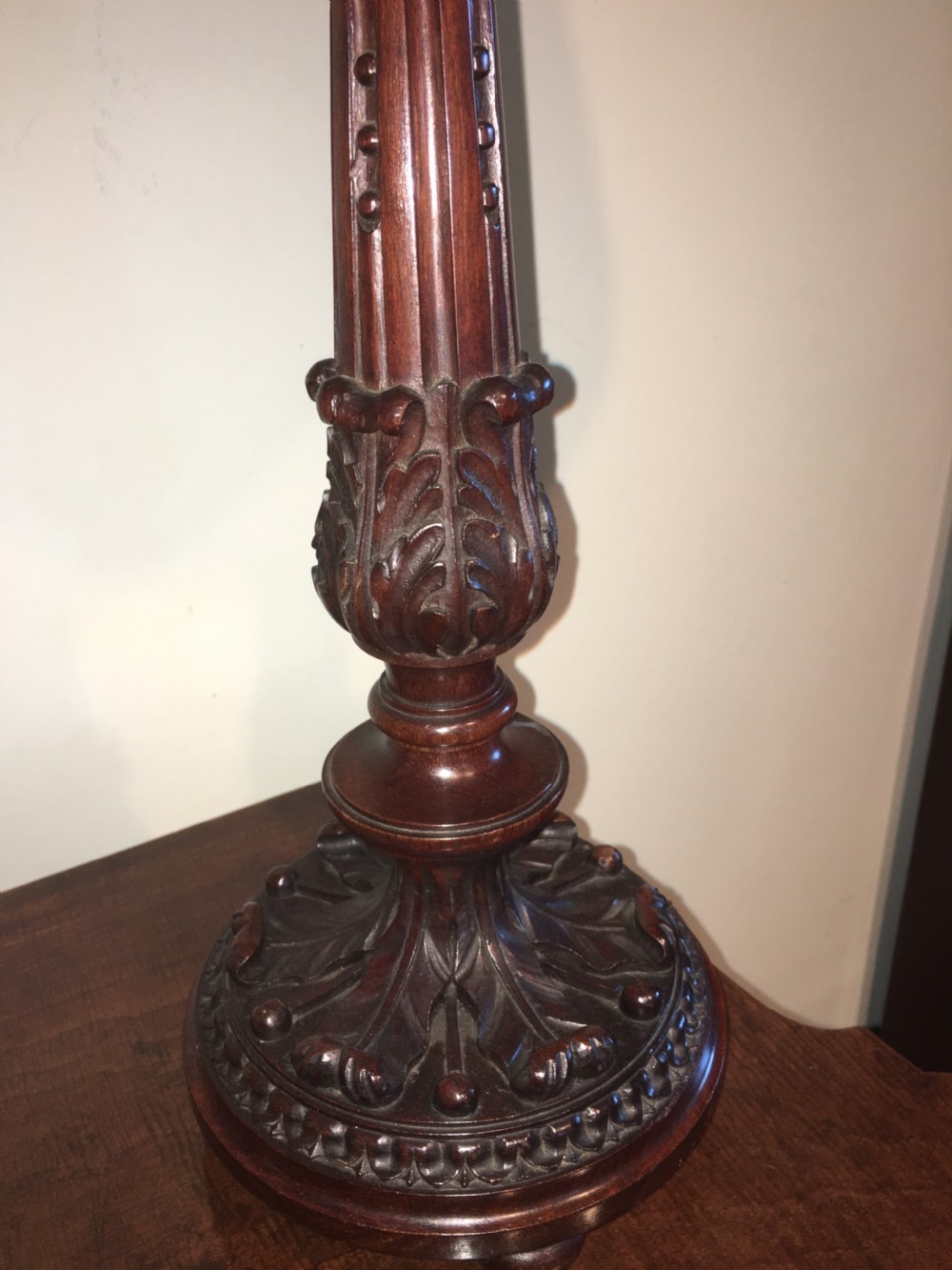 Beautiful Victorian Carved mahogany lamp View III
