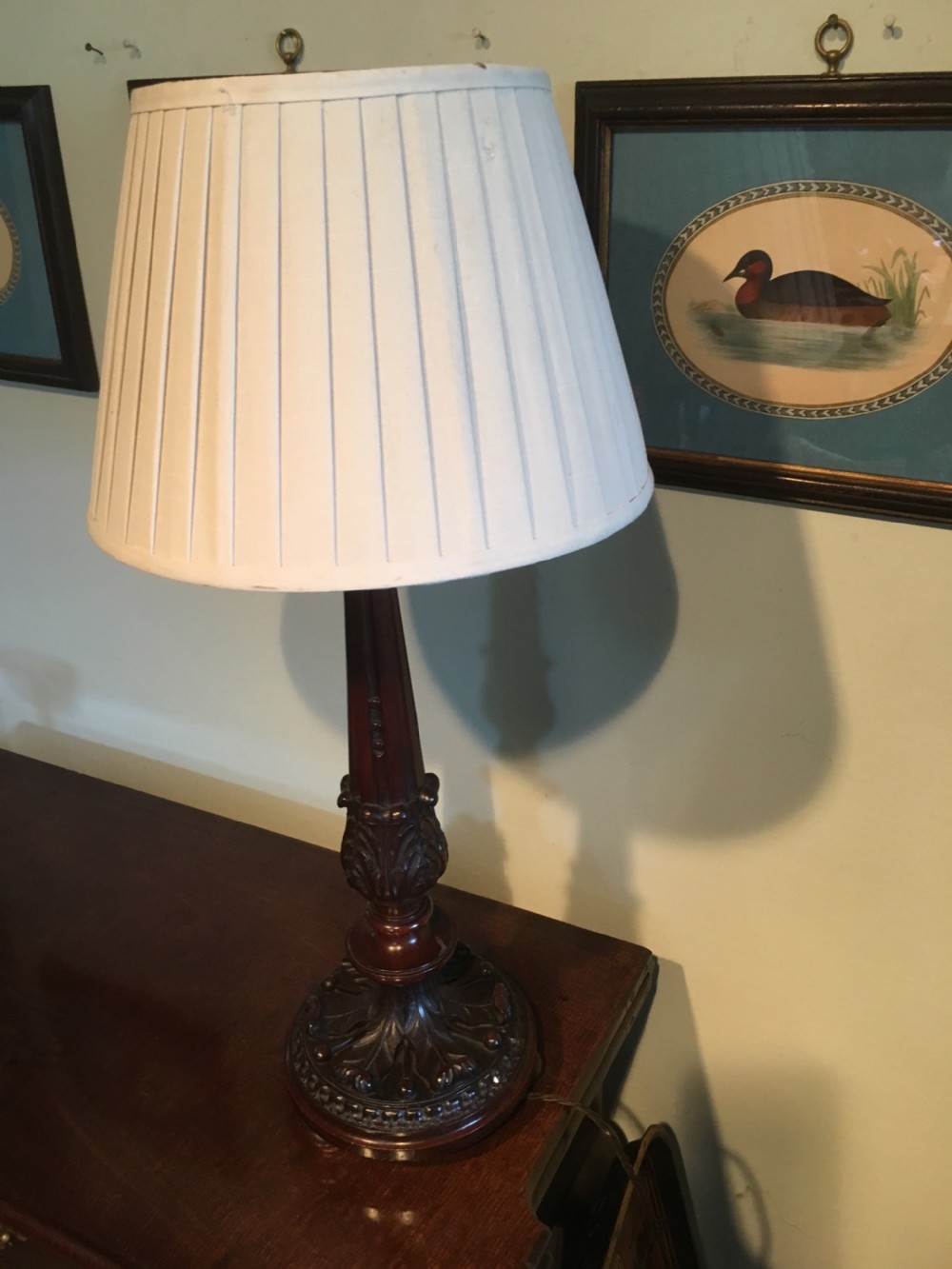 Beautiful Victorian Carved mahogany lamp View IX