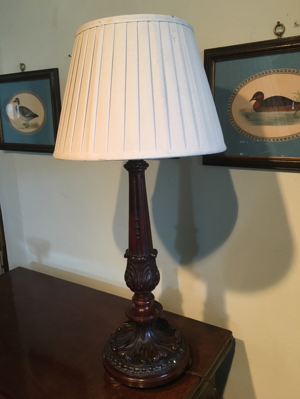 Beautiful Victorian Carved mahogany lamp View X