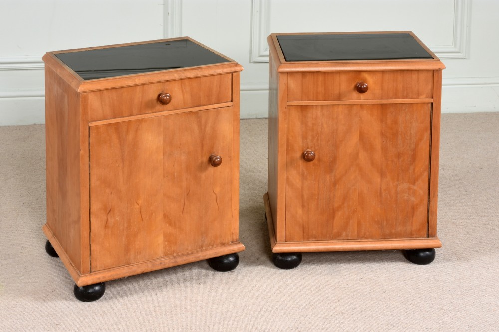Fabulous pair of Art deco satinbirch bedside cupboards View III