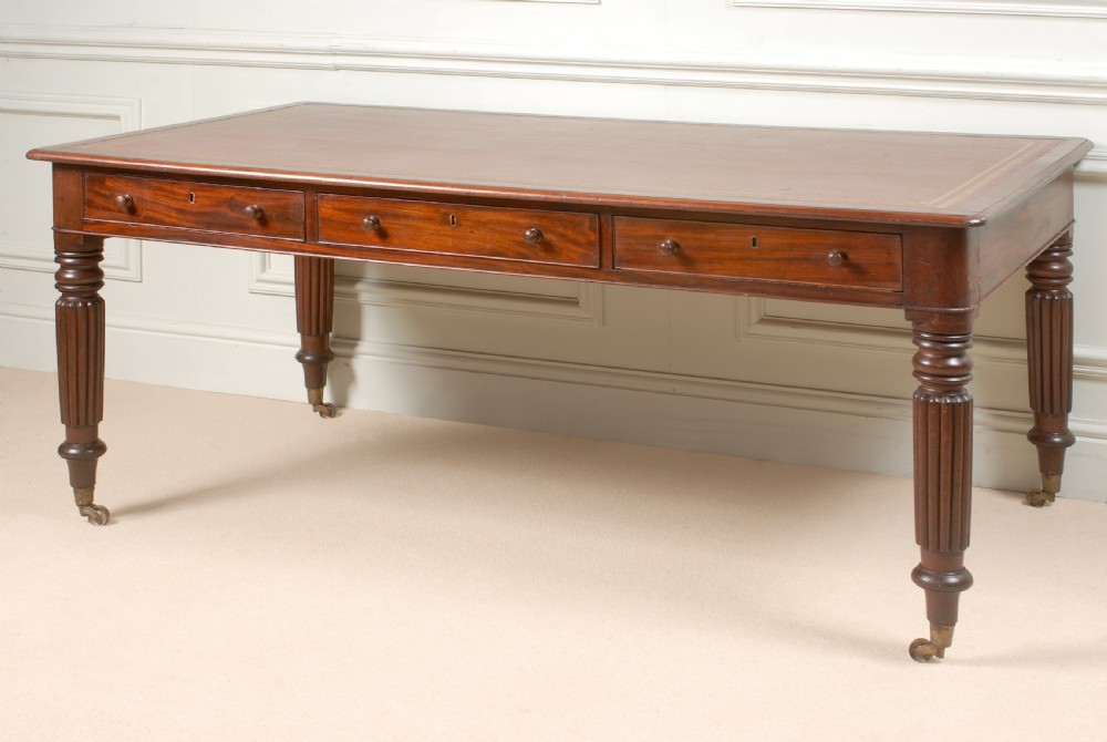 Superb Regency Leather top Library table in manner of Gillows.