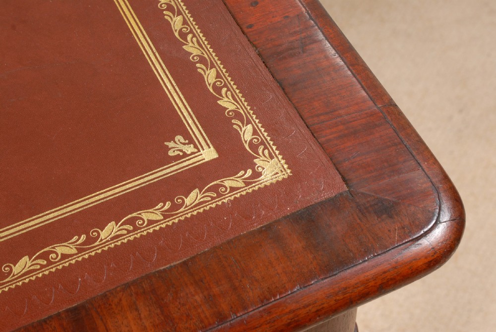 Superb Regency Leather top Library table in manner of Gillows. View II