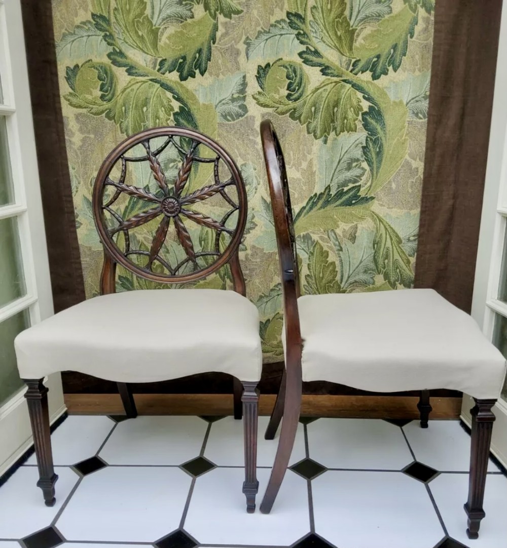 Pair of 19th Century Hepplewhite style web chairs 