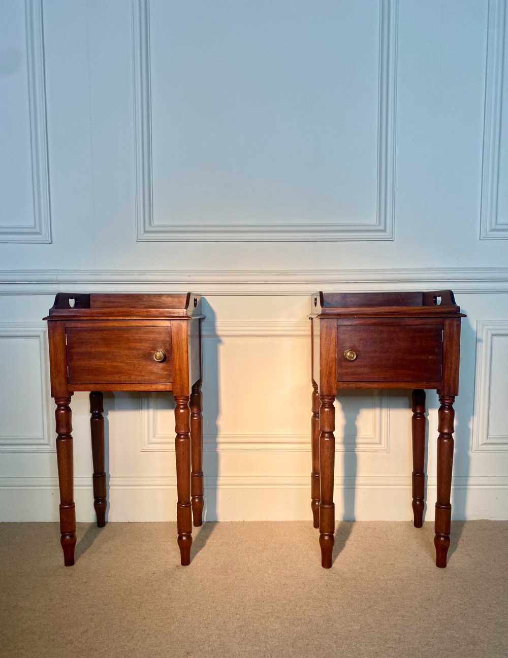 Good Pair of tray top bedside cupboards  View II