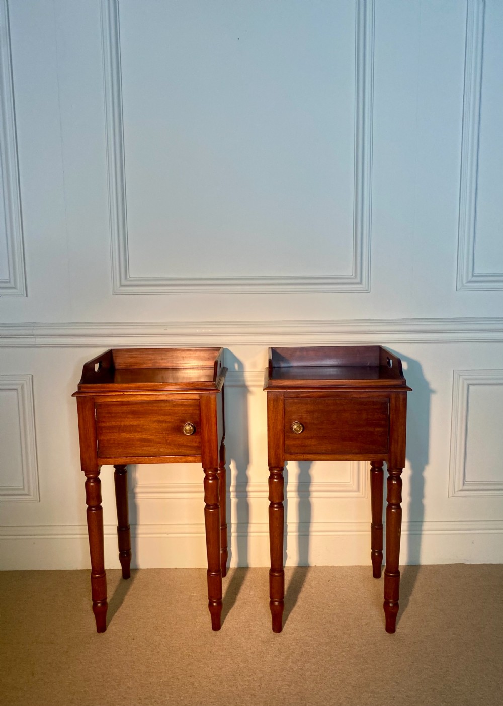 Good Pair of tray top bedside cupboards  View III