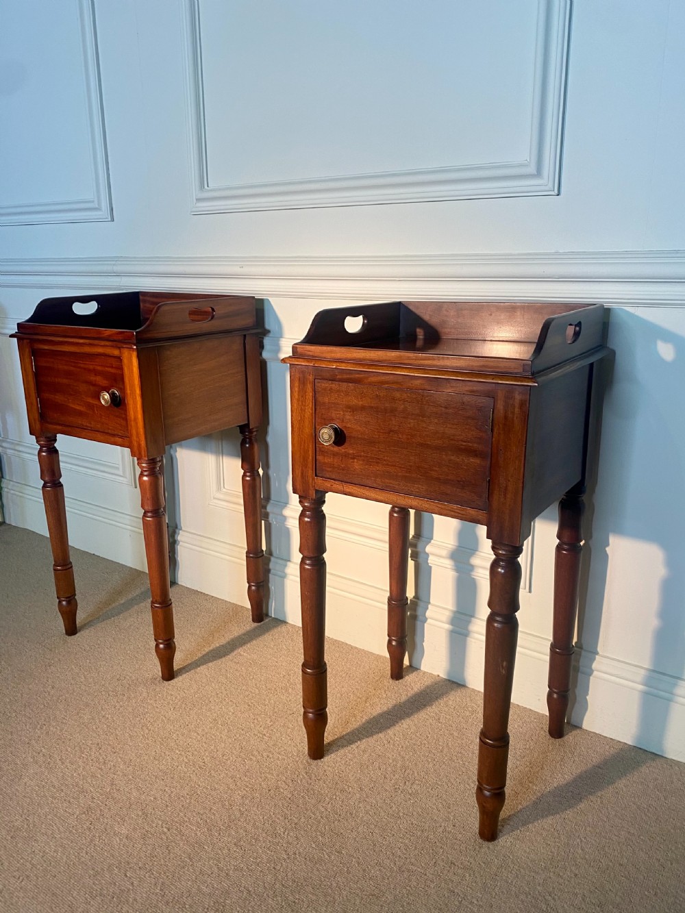 Good Pair of tray top bedside cupboards  View IV