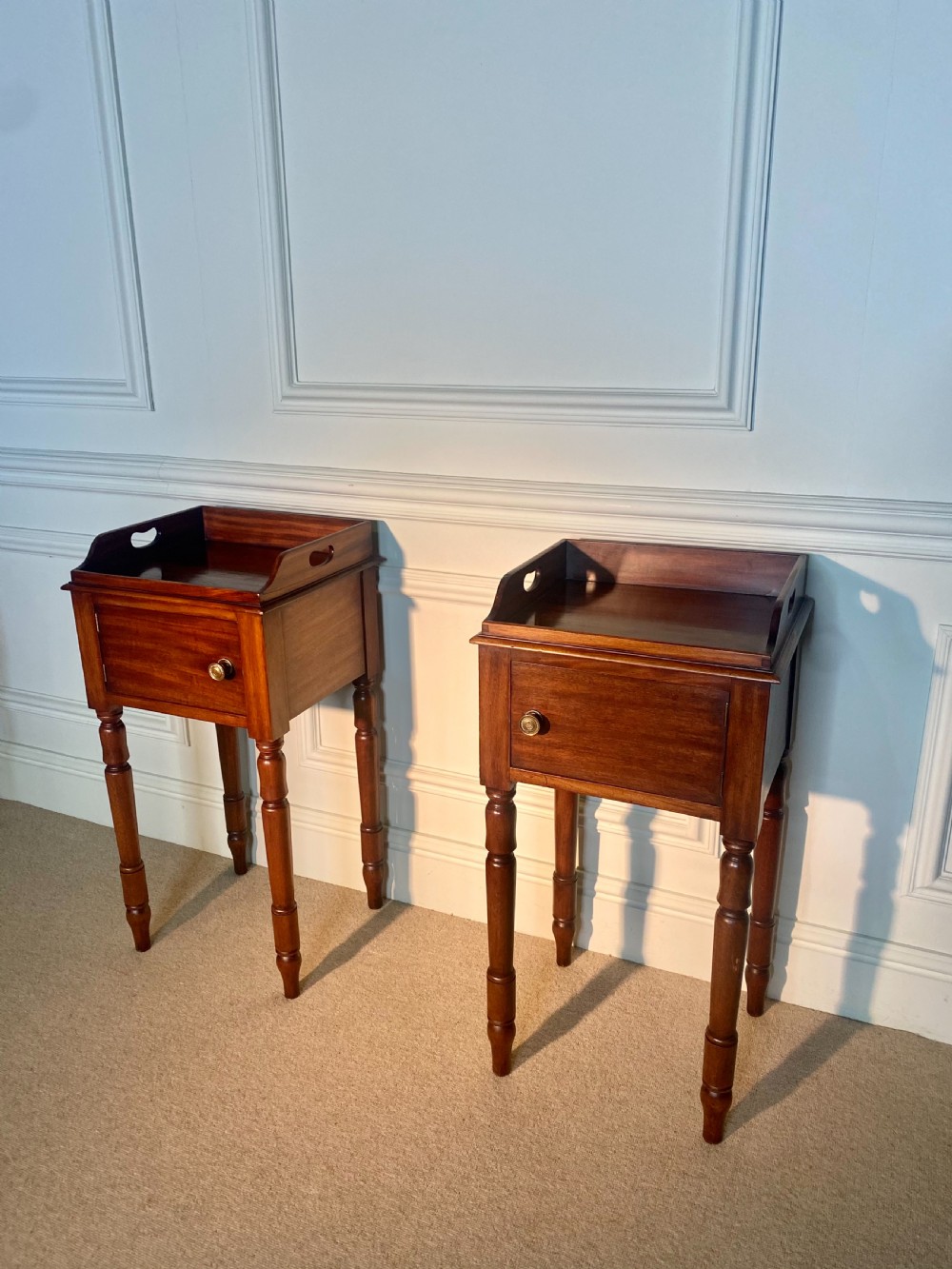 Good Pair of tray top bedside cupboards  View V