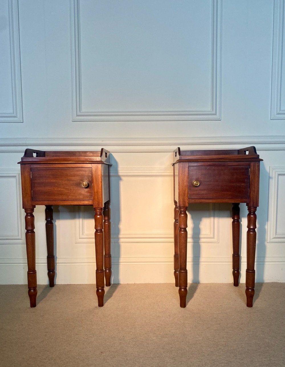Good Pair of tray top bedside cupboards  View VI