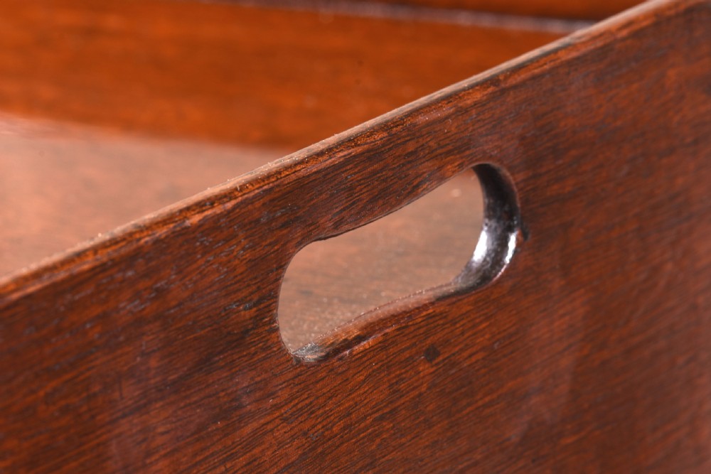 A pair of 18th-century George III mahogany bedside commodes featuring tray tops with handles, tambour shutter doors, and brass drawer handles. View IX