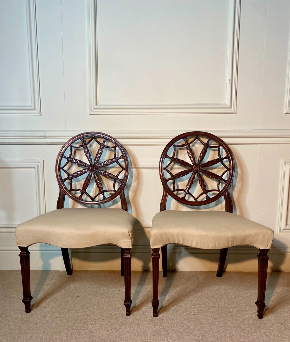 19th century Pair of Hepplewhite design web chairs