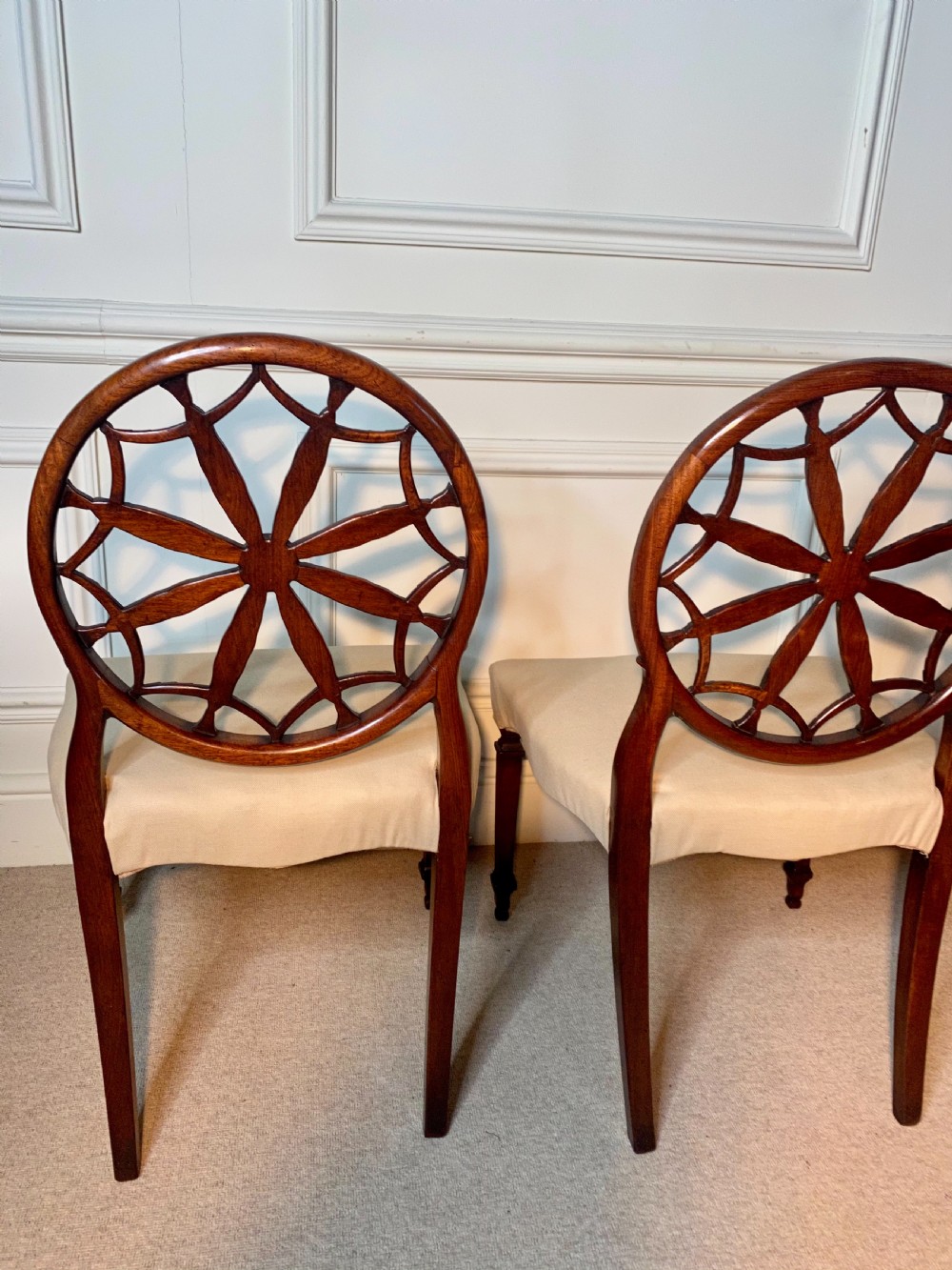 19th century Pair of Hepplewhite design web chairs View V