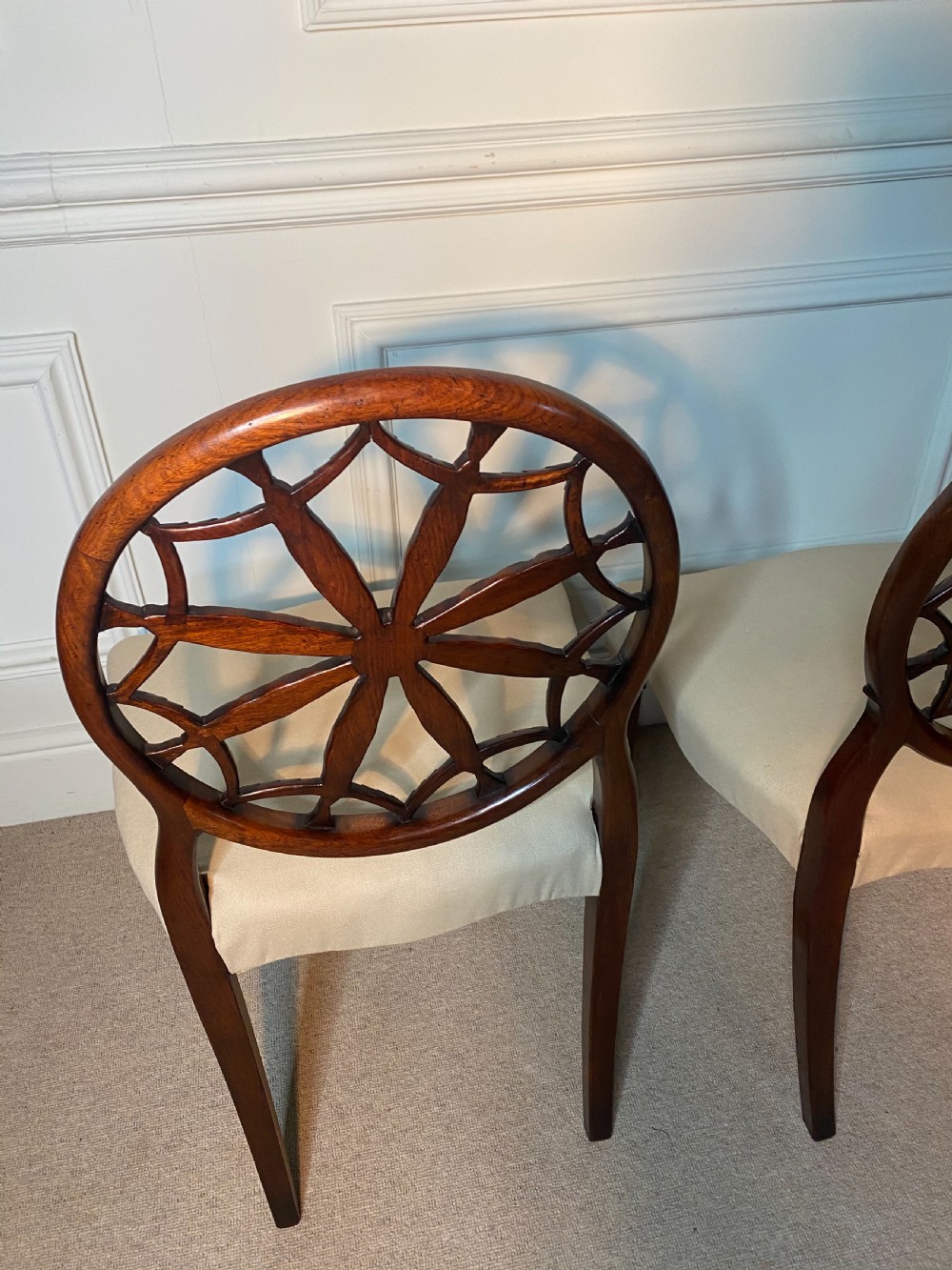 19th century Pair of Hepplewhite design web chairs View VI