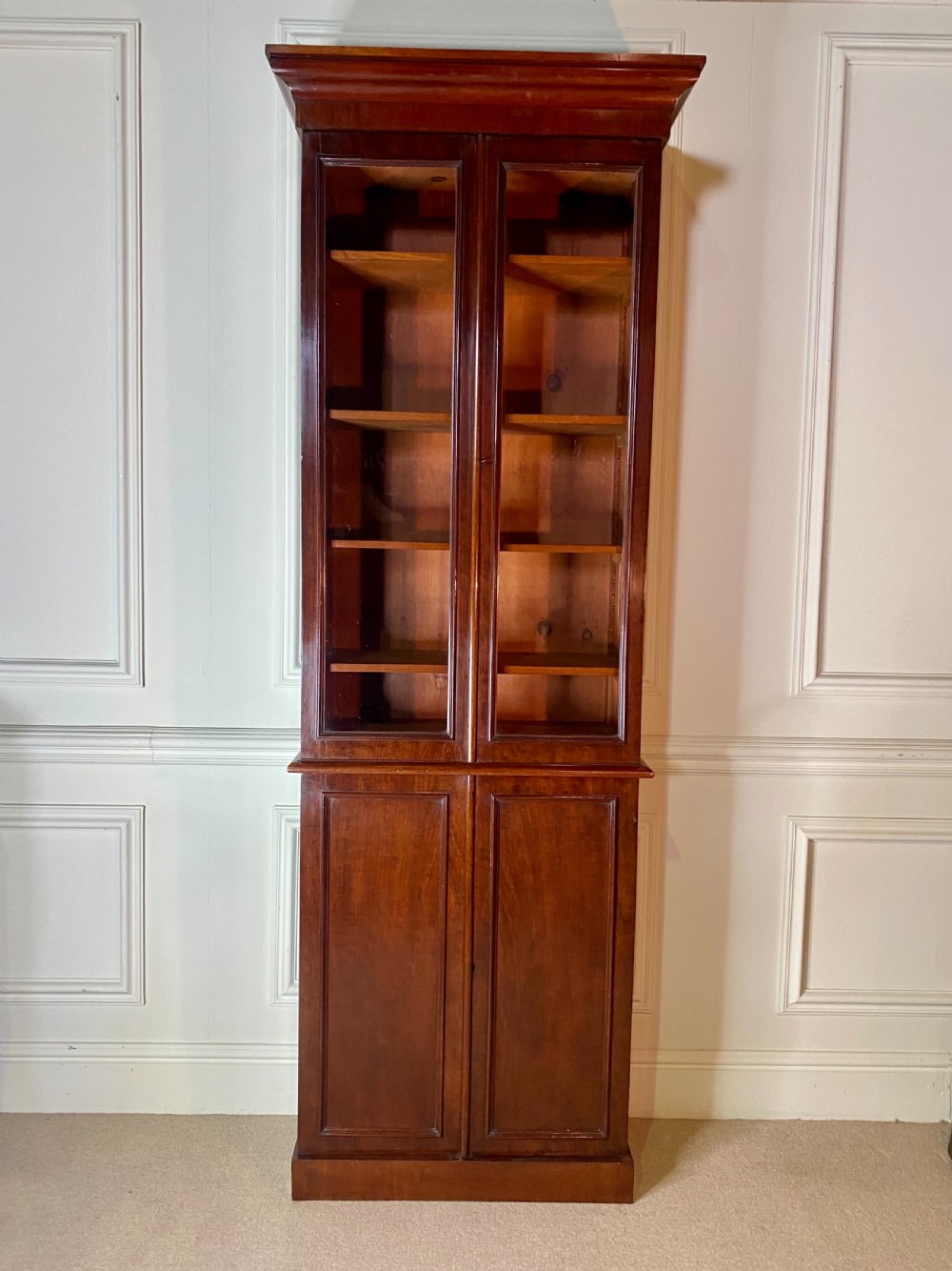 19th Century Tall narrow glazed bookcase View V