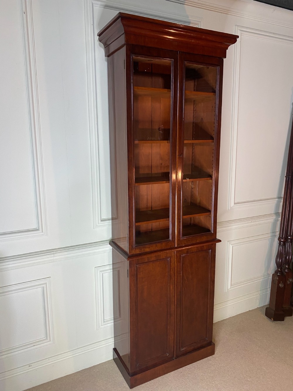 19th Century Tall narrow glazed bookcase View VII