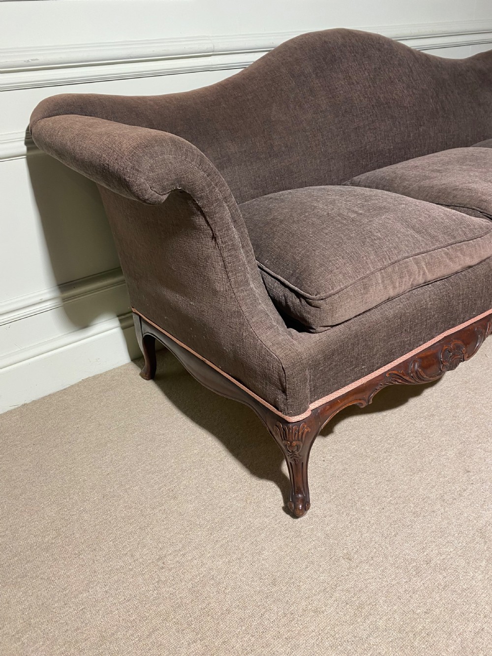 Queen Anne style camel back three seater sofa View IV