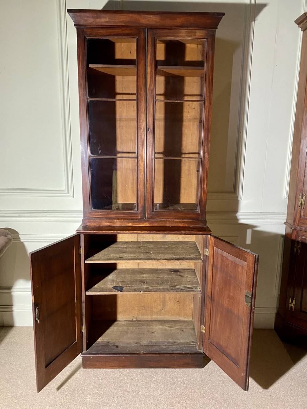 19th Century Tall narrow glazed bookcase View II