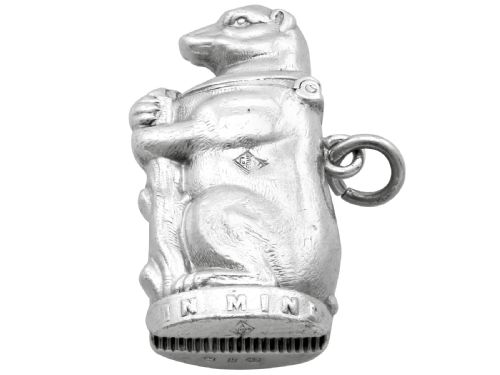 ANTIQUE VICTORIAN STERLING SILVER BEAR AND RAGGED STAFF VESTA CASE - ADDITIONAL PHOTO 1