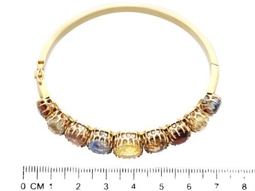 MULTIGEMSTONE AND 9CT YELLOW GOLD BANGLE ANTIQUE CIRCA 1900 - ADDITIONAL PHOTO 7