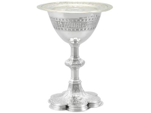 STERLING SILVER COMMUNION CHALICE AND PATEN ANTIQUE VICTORIAN - ADDITIONAL PHOTO 2