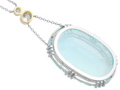 ANTIQUEVINTAGE 4834CT AQUAMARINE AND 070CT DIAMOND 18CT YELLOW GOLD AND PLATINUM NECKLACE - ADDITIONAL PHOTO 7