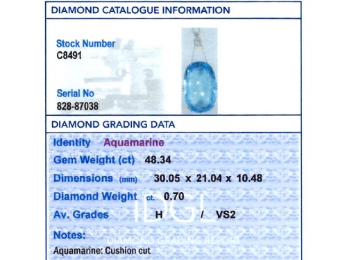 ANTIQUEVINTAGE 4834CT AQUAMARINE AND 070CT DIAMOND 18CT YELLOW GOLD AND PLATINUM NECKLACE - ADDITIONAL PHOTO 10
